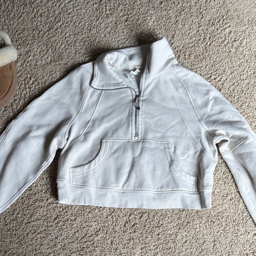 Lululemon Athletica White Quarter-Zip Sweatshirt